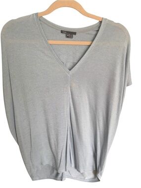 Vince Pale Blue V-Neck Draped Tunic Top